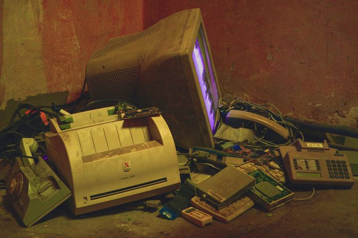 Old computer and printer ready for pickup